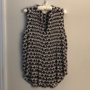 Maeve sleeveless, blue/gray/cream, tunic blouse